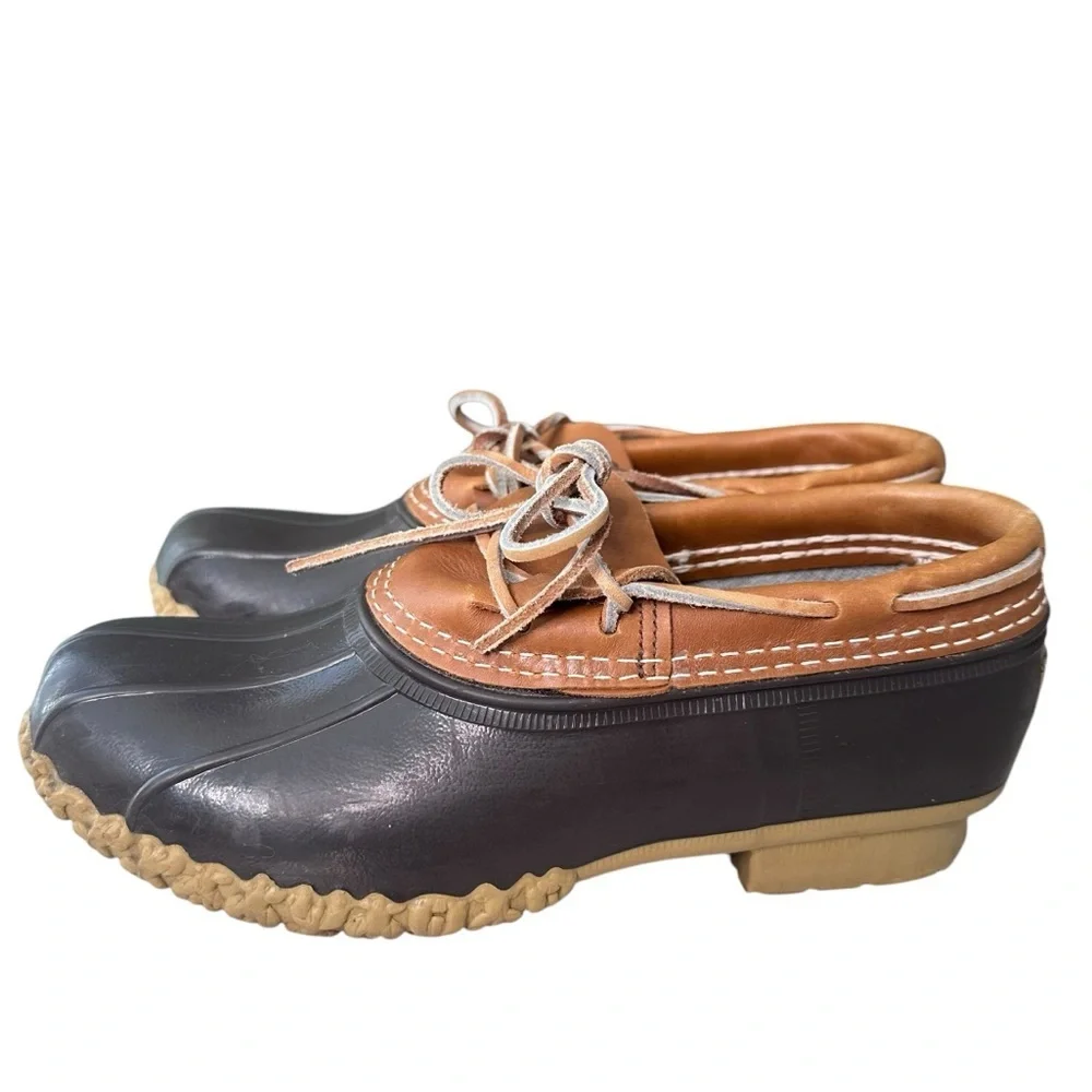 L.L. Bean Woman’s Bean Boots Rubber Mocs Tan Brown Size 7